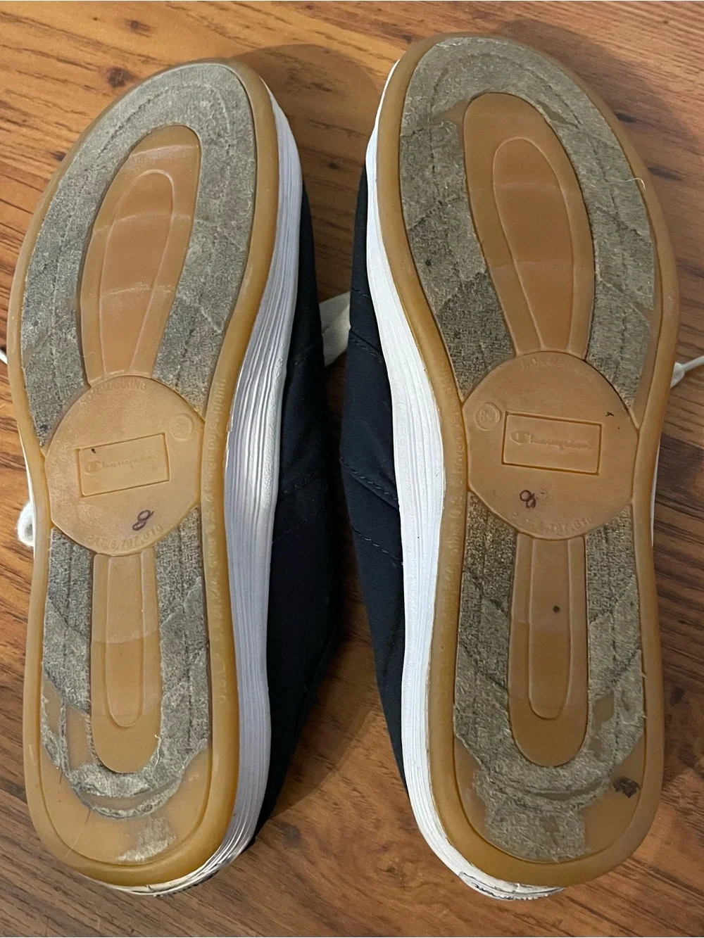 Champion Navy Canvas Low-Top Slip On Sneakers with White Laces 8 W